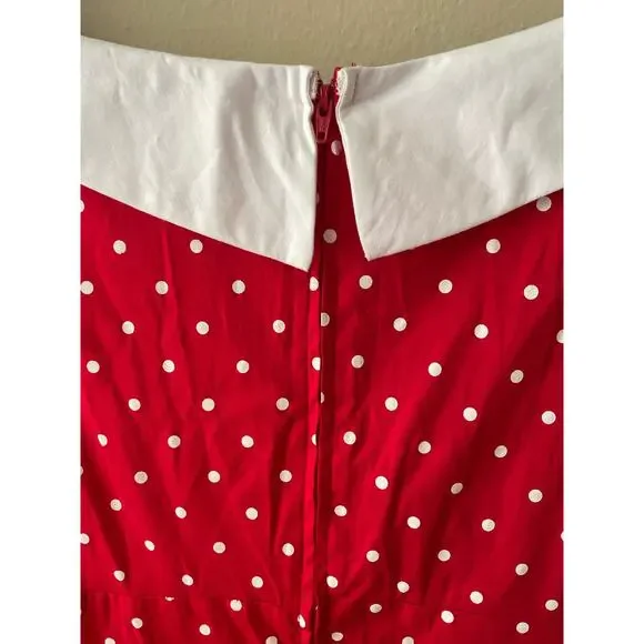 Stop Staring! Red & White Polka Dot Retro Style Dress Size Small - Picture 6 of 11